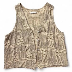 Vintage bryn Walker Patchwork Tapestry Vest M Textured Jacquard USA Made Boho